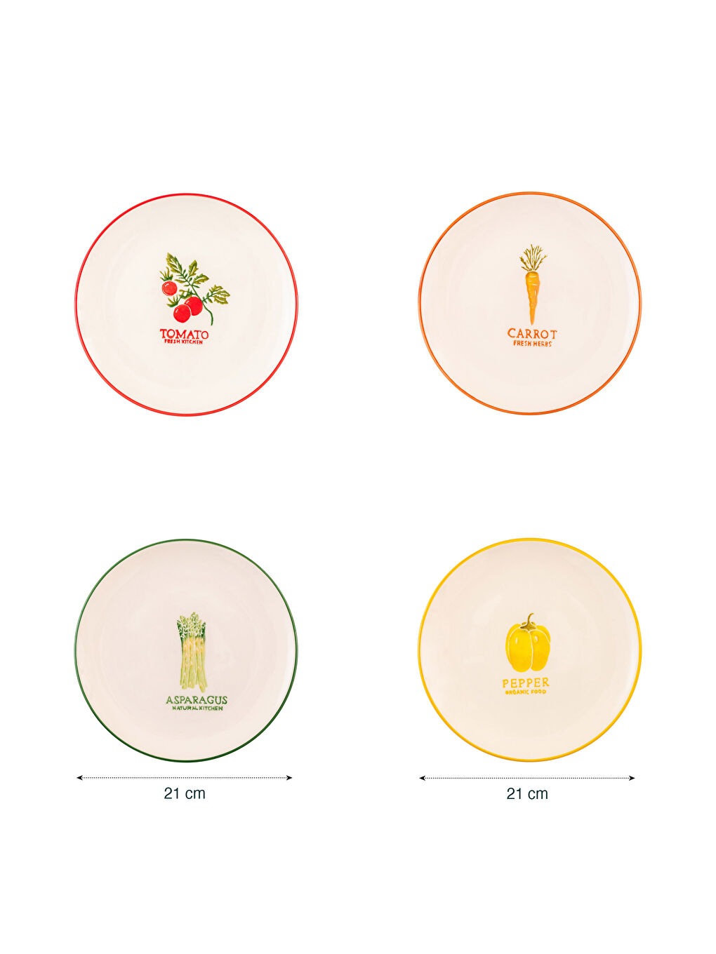 LCW HOME Printed Ceramic Cake Plate Set of 4 -S3IJ16Z8-F9C