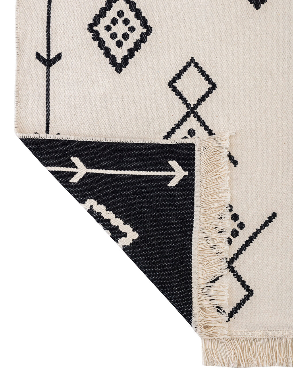 Karışık Etnik Desenli Saçaklı Kilim 80x150 cm-3