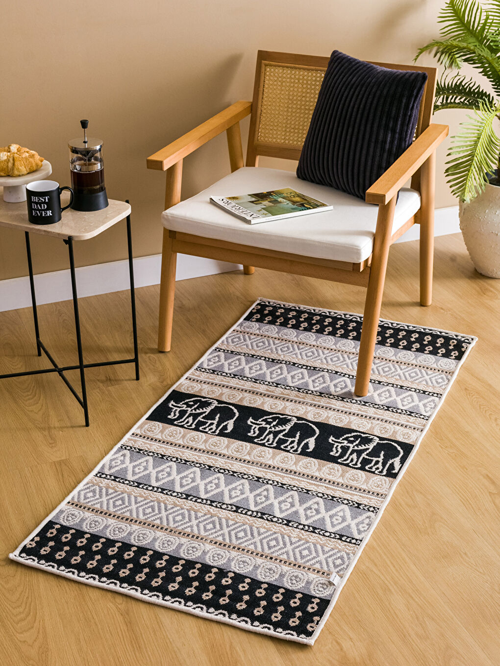 Karışık Boho Fil Desenli Kilim 70x140 cm-1