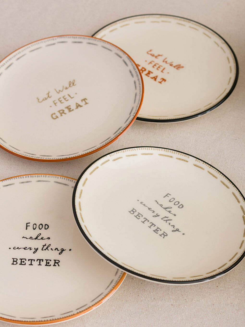 Lettering Printed Ceramic Cake Plate Set of 4-1