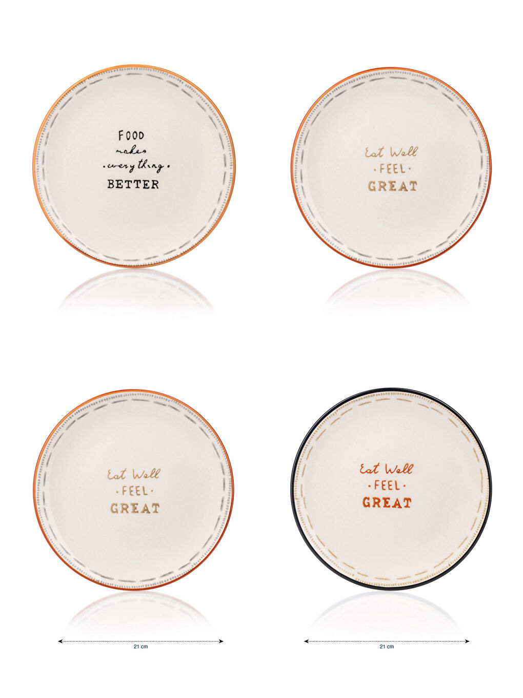 Lettering Printed Ceramic Cake Plate Set of 4-3