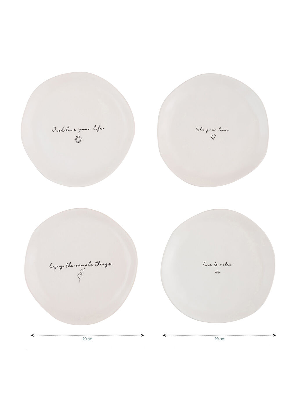 Lettering Printed Ceramic Cake Plate Set of 4-4