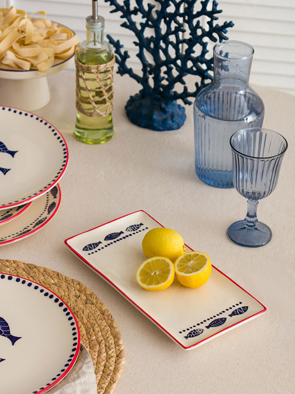 LCW HOME Karişik Balık Baskılı Seramik Sunum Tabağı 29x15 cm