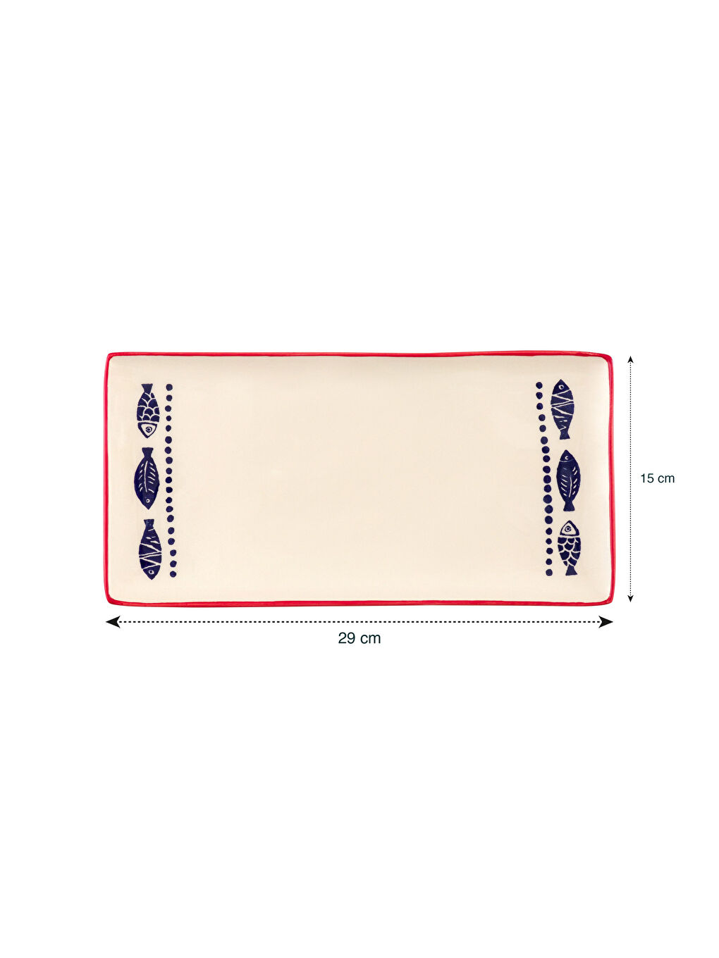 LCW HOME Karişik Balık Baskılı Seramik Sunum Tabağı 29x15 cm - 3