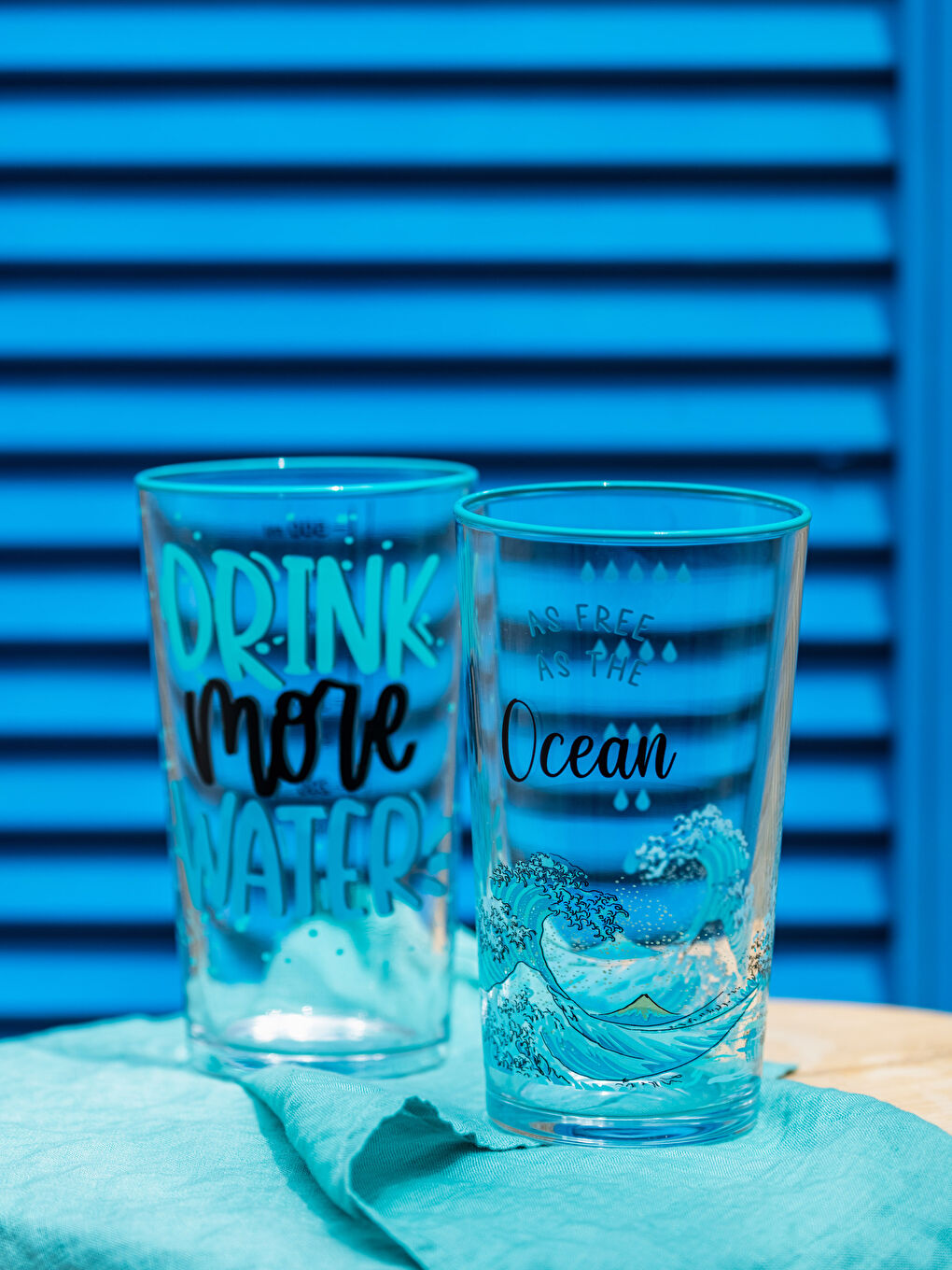 Karışık Yazı Baskılı Cam Bardak 2'li 570 ml