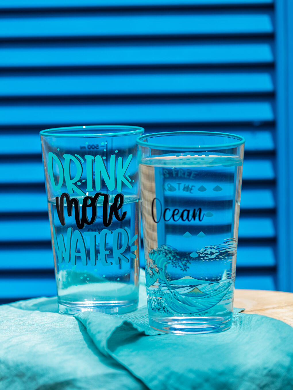 Karışık Yazı Baskılı Cam Bardak 2'li 570 ml-1