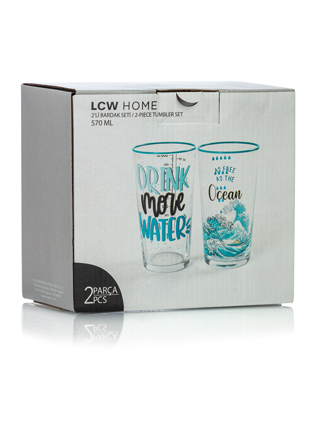 Karışık Yazı Baskılı Cam Bardak 2'li 570 ml-3