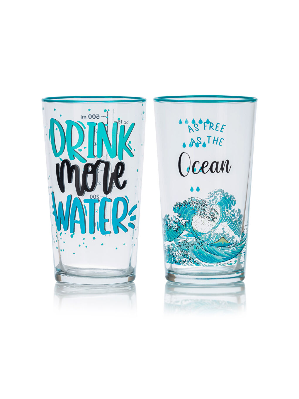 Karışık Yazı Baskılı Cam Bardak 2'li 570 ml-4
