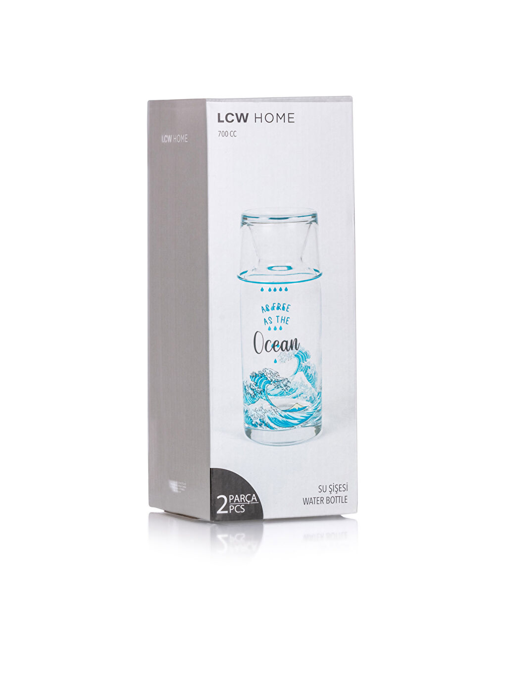 LCW HOME Glass Carafe Pitcher with Printed Glass Lid 700 Ml -S3IR47Z8-F9C