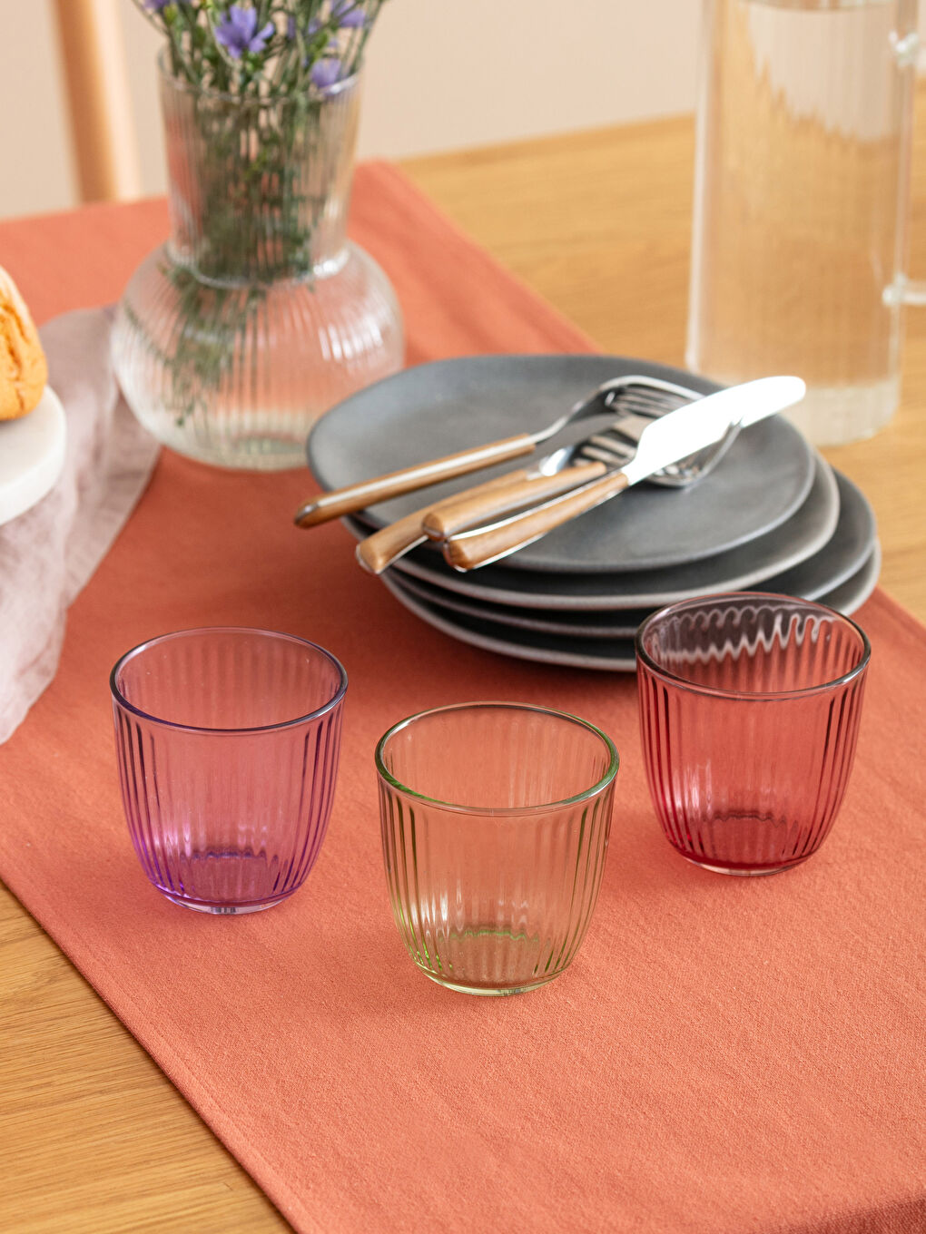 Mor Cam Bardak Seti 3'lü 290 ml-2