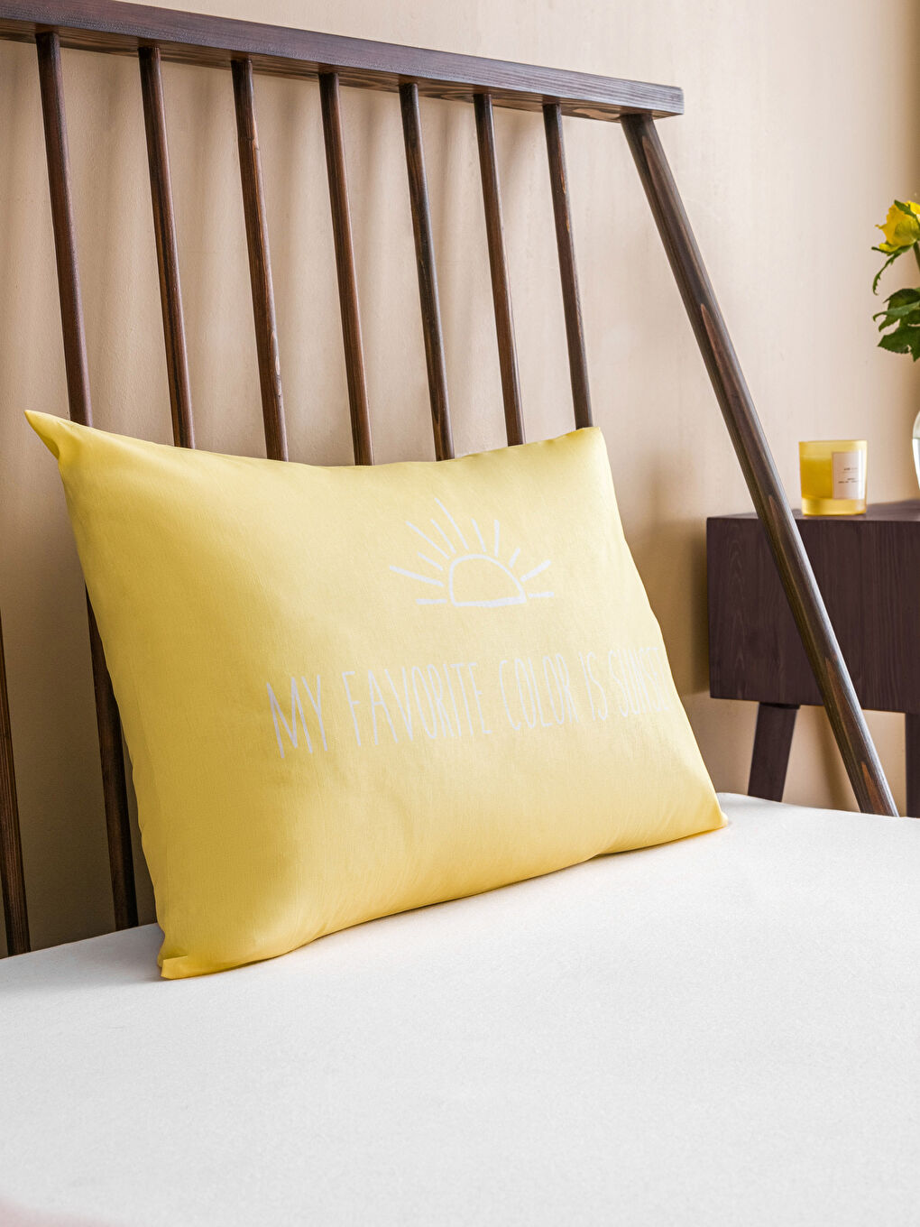 Letter Printed Cotton Pillow Cover 50x70 Cm