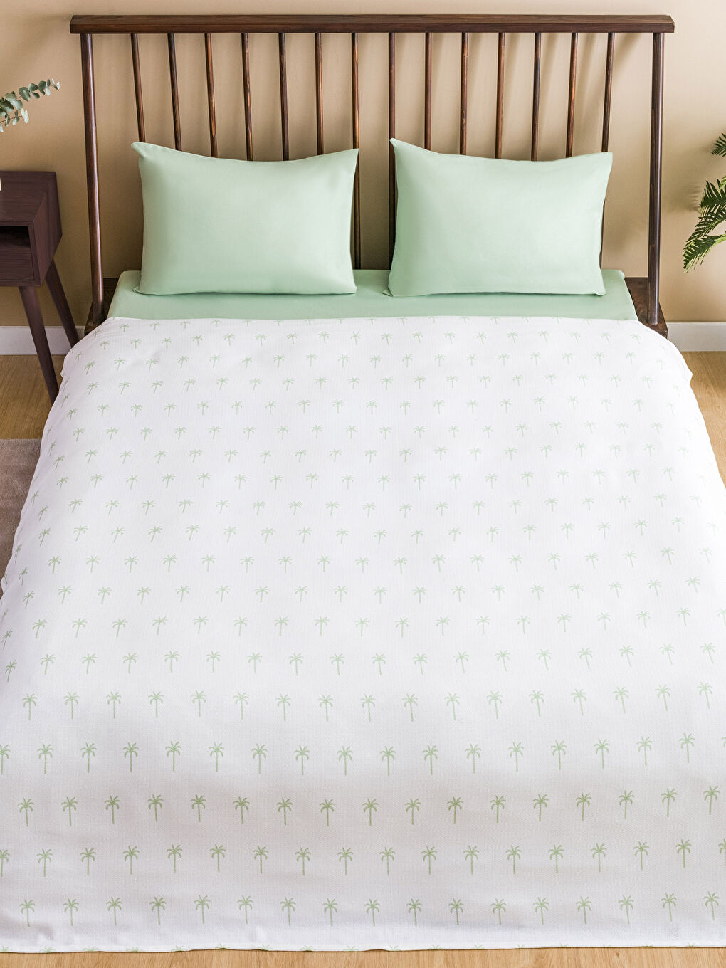 Parure de Lit Piqué Double Imprimé Palmier-1