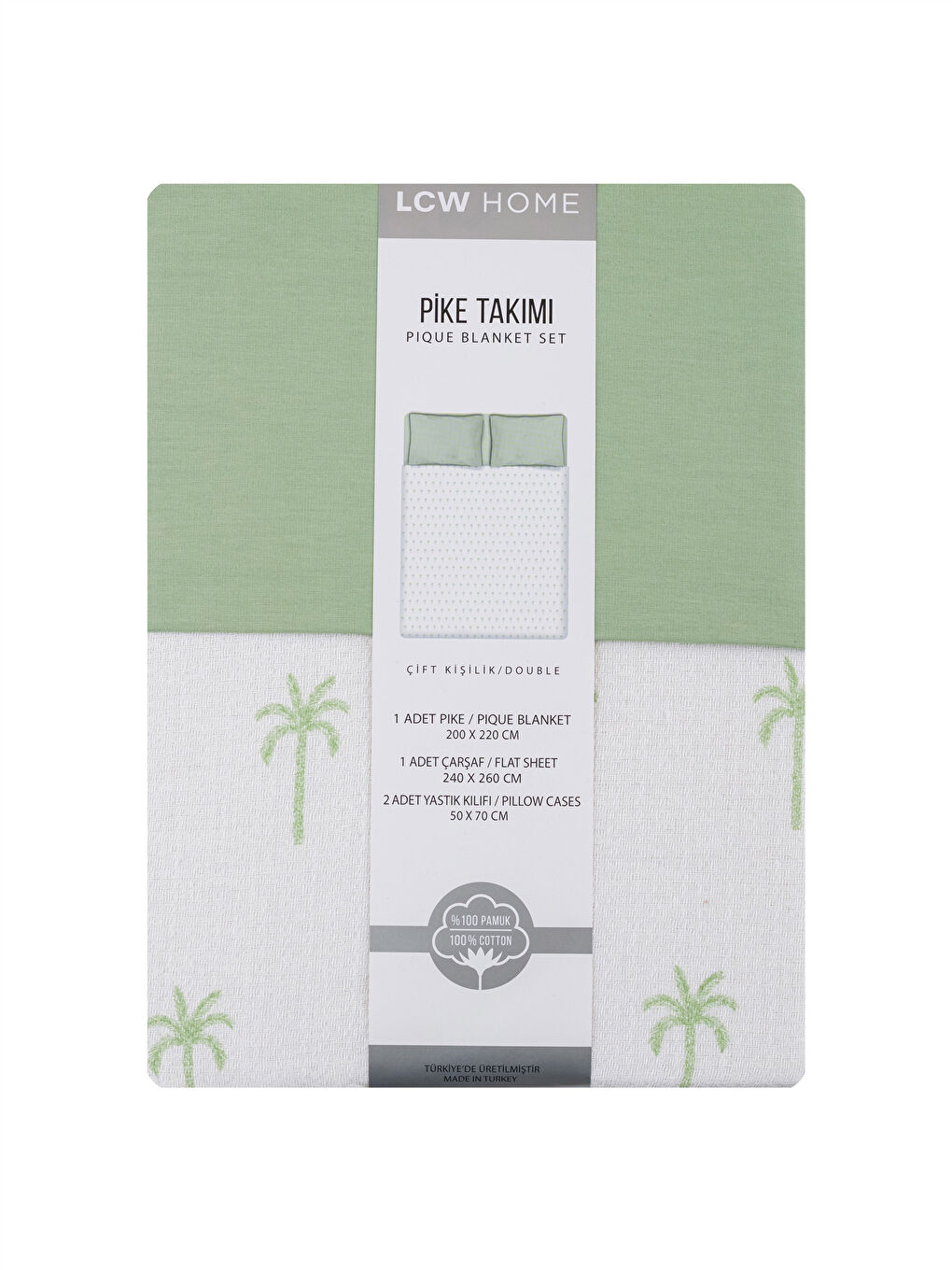 Parure de Lit Piqué Double Imprimé Palmier-7