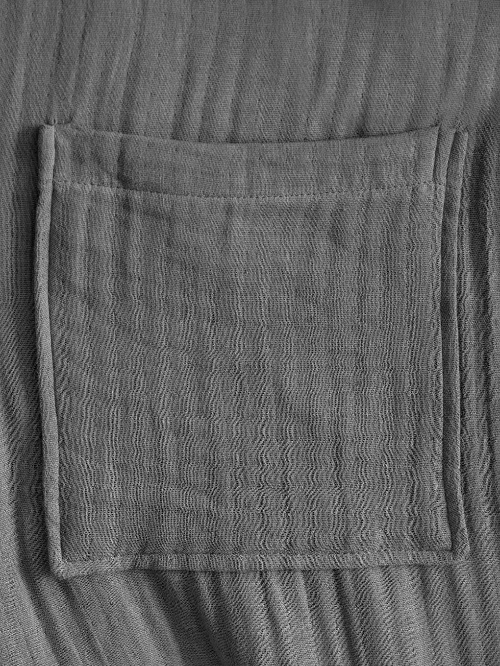 Antrasit Düz Uzun V Yaka Müslin Erkek Bornoz-3