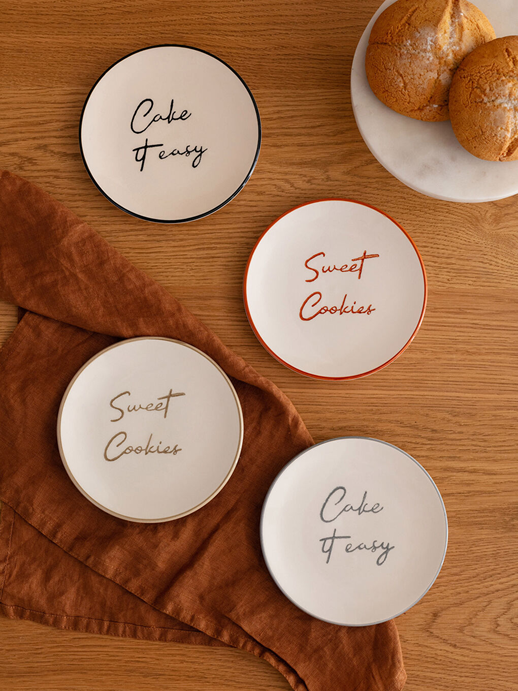 Karışık Baskılı Seramik Pasta Tabağı 16 cm