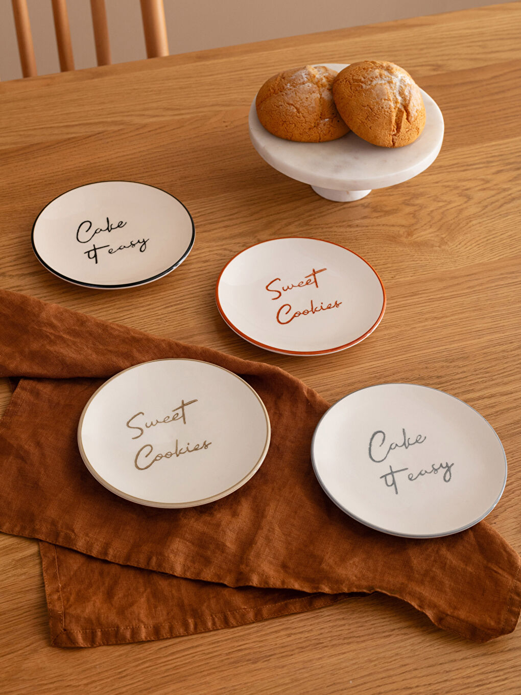 Karışık Baskılı Seramik Pasta Tabağı 16 cm-1