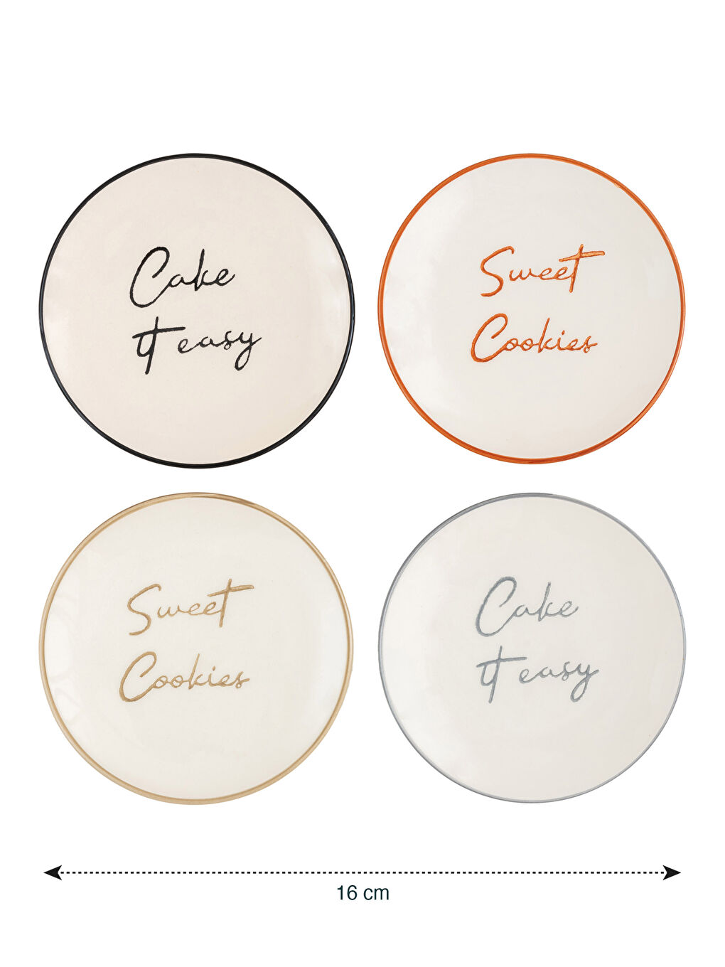 Karışık Baskılı Seramik Pasta Tabağı 16 cm-4