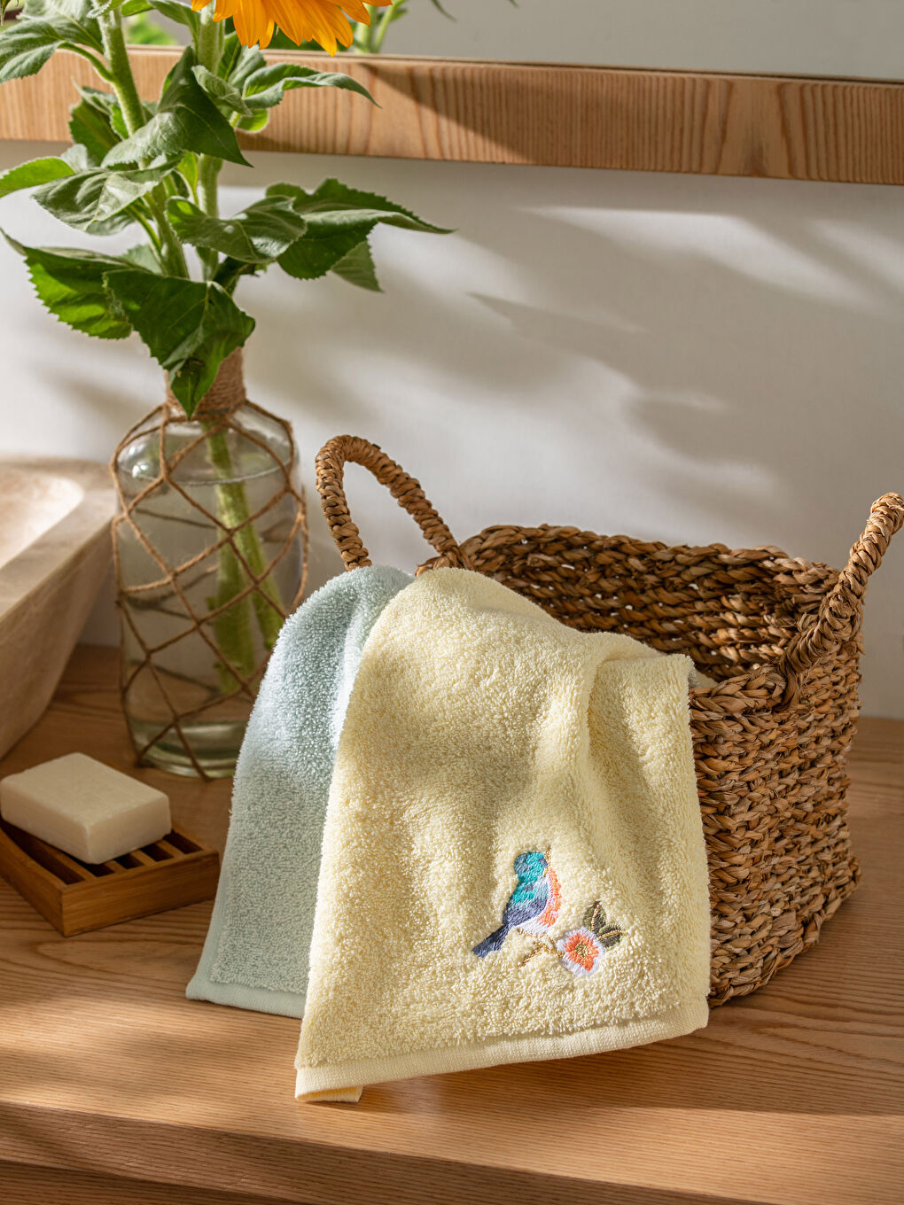 Pamuklu Nakışlı El Havlusu 2'li 30x50 cm