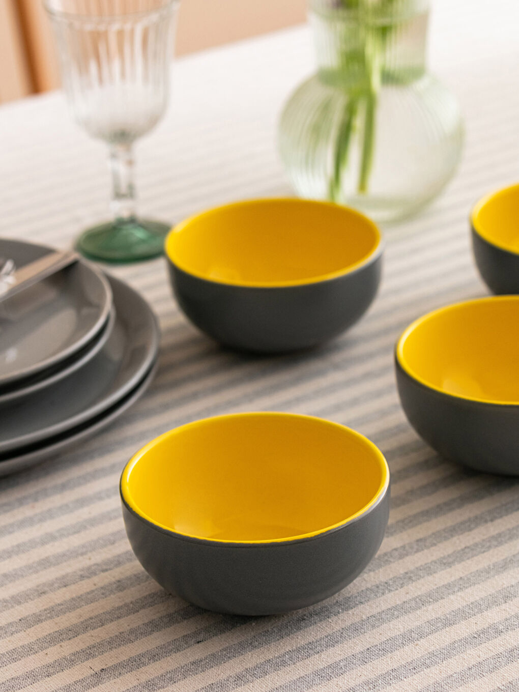 Sarı Renkli Seramik Kase Seti 4'lü-2