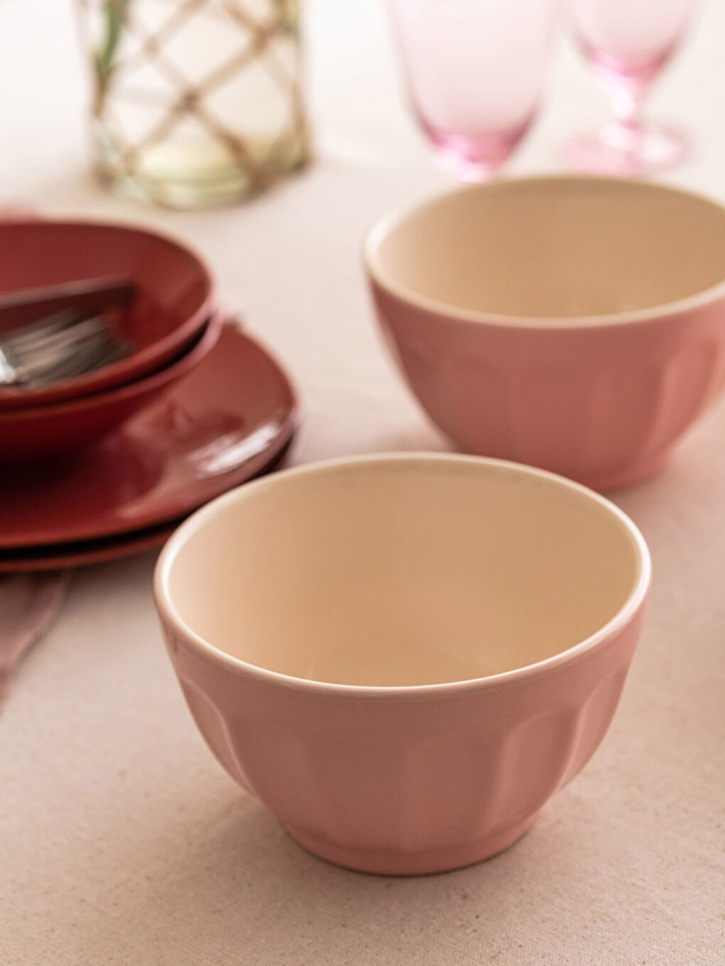 Pembe Seramik Kase Seti 4'lü-2