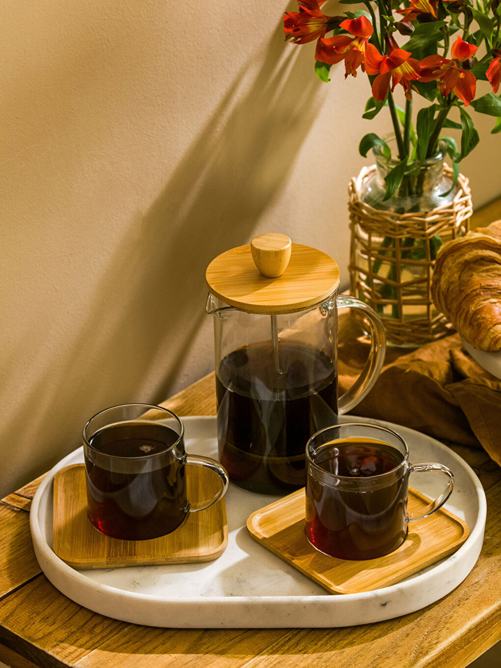 Renksiz Cam French Pres Seti