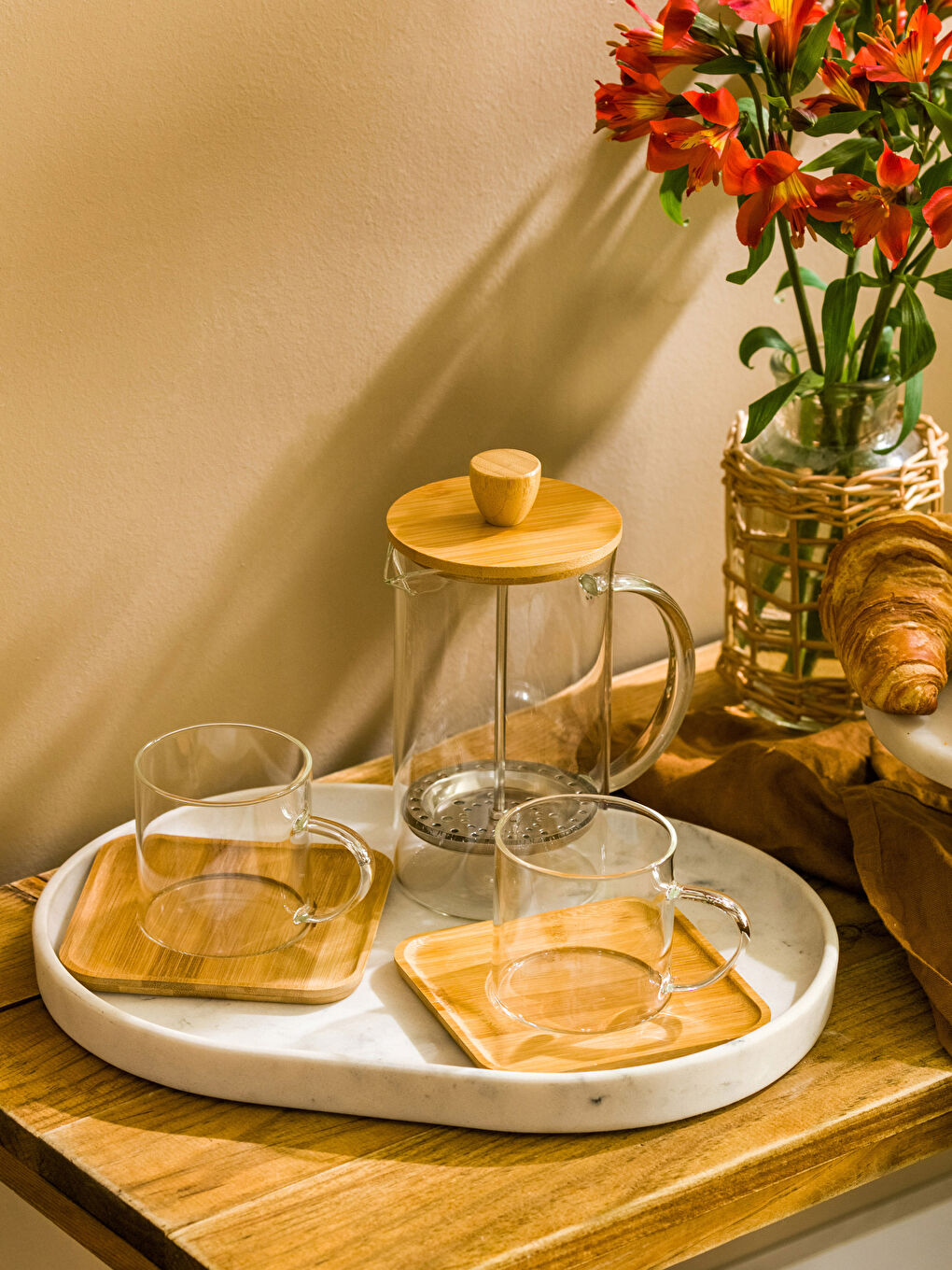 Renksiz Cam French Pres Seti-1