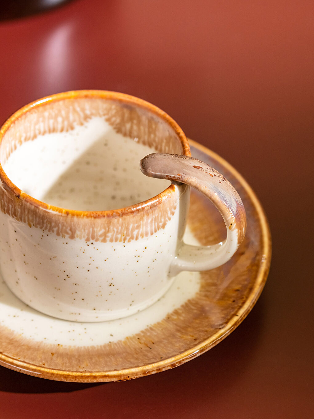 Kahverengi 2 Kişilik Desenli Porselen Kahve Fincan Takımı 90 ml-3