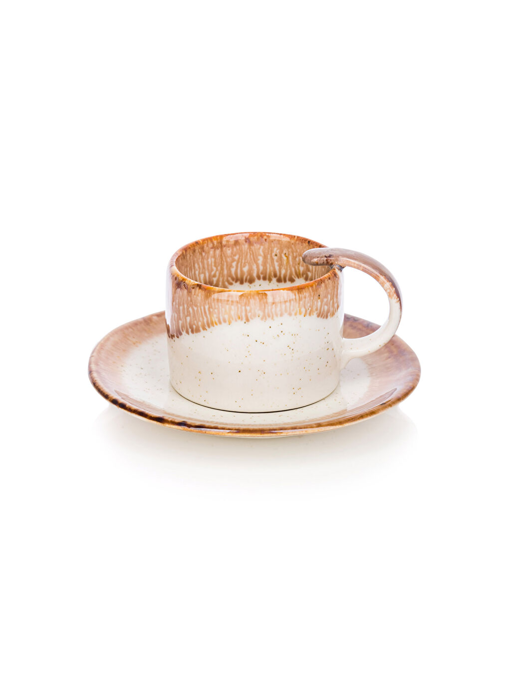 Kahverengi 2 Kişilik Desenli Porselen Kahve Fincan Takımı 90 ml-4