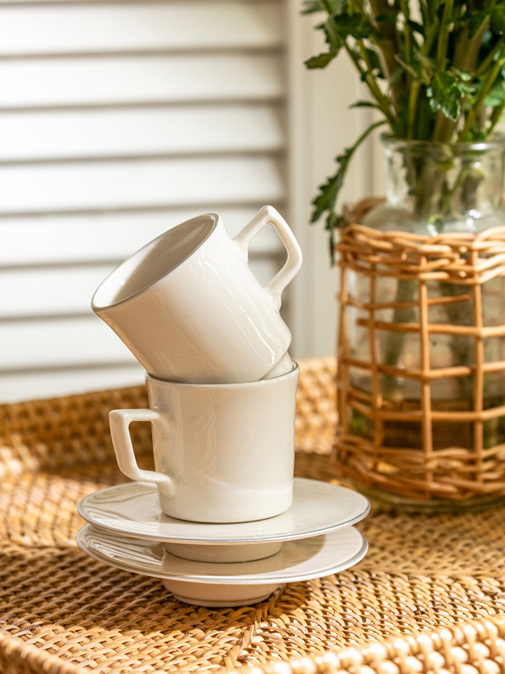 Beyaz Porselen 2'li Kahve Fincanı Seti 90 ml-2