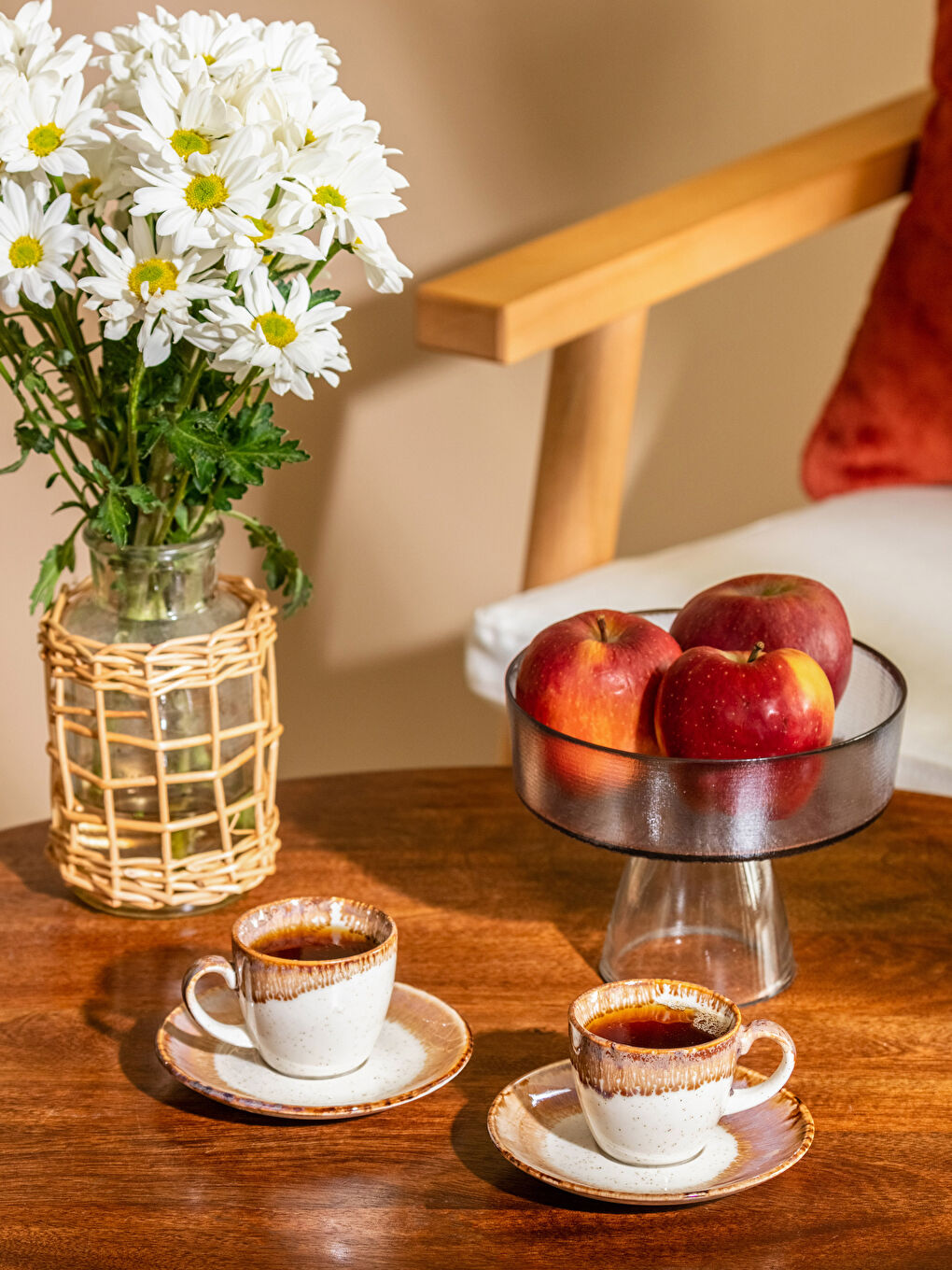 طقم أكواب قهوة بورسلين مطبوع لشخصين 90 مل