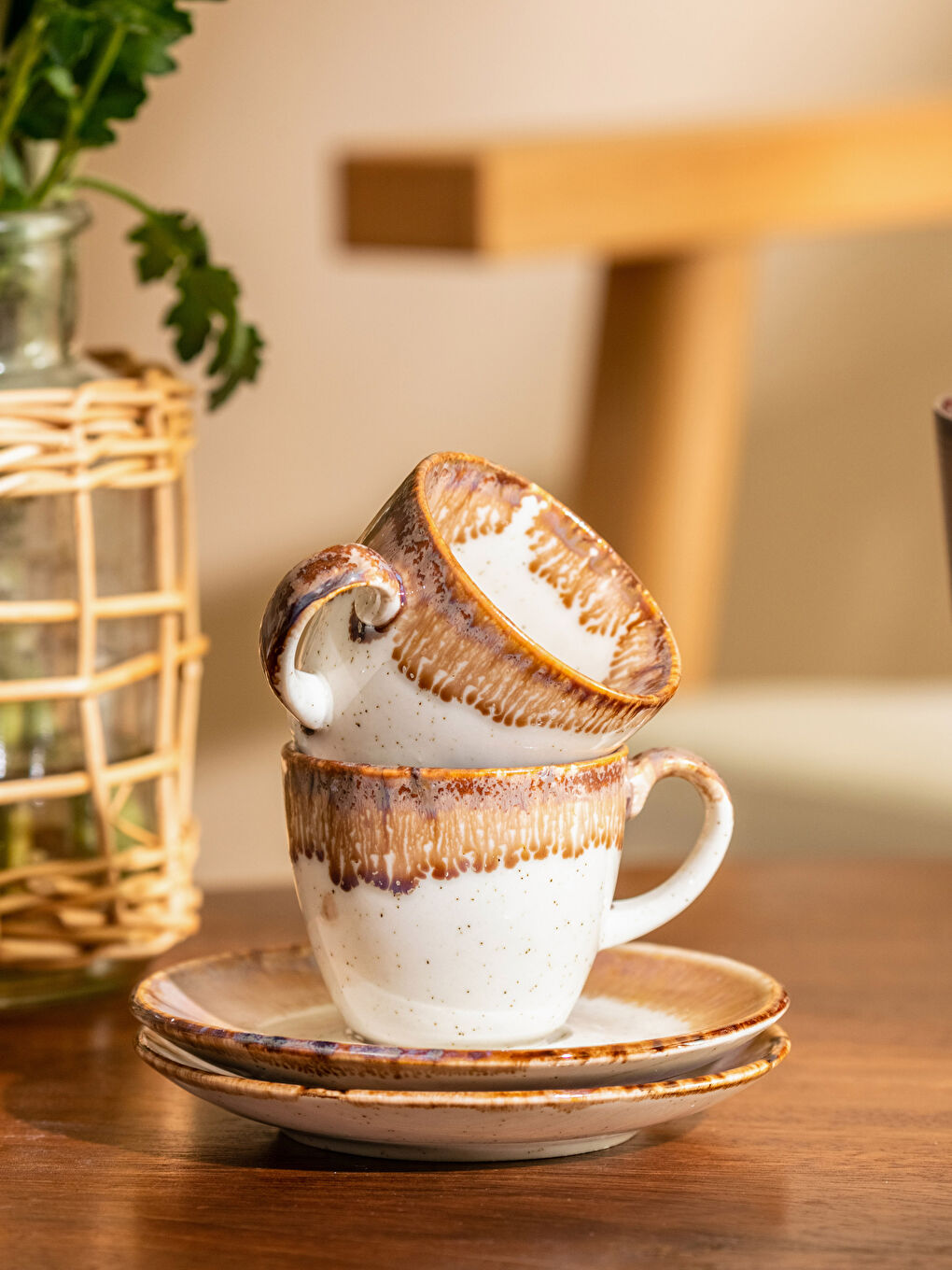 طقم أكواب قهوة بورسلين مطبوع لشخصين 90 مل-3