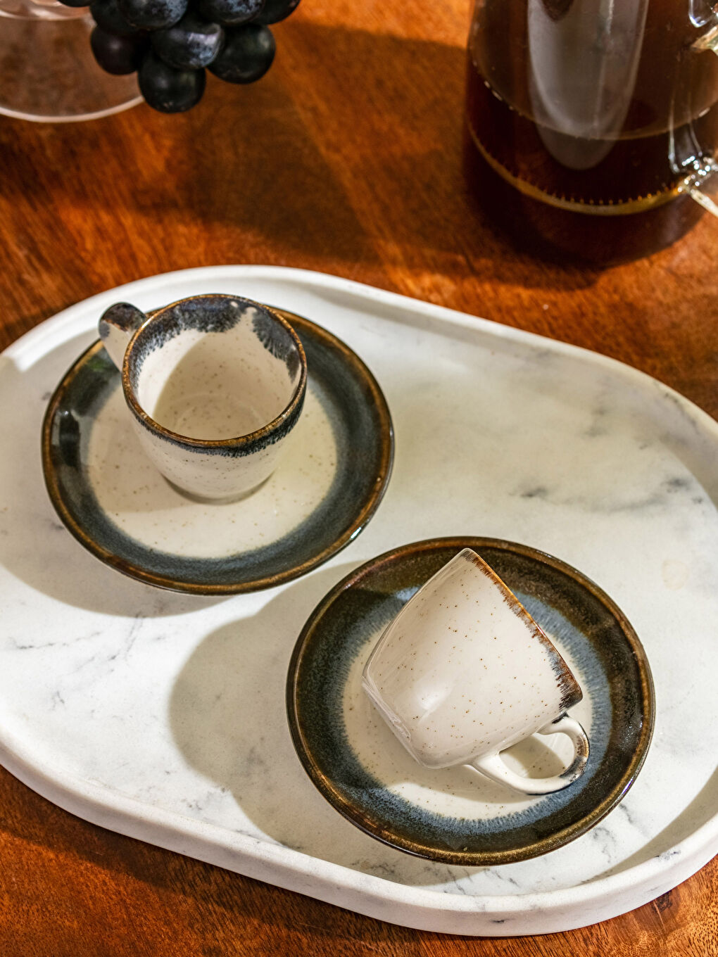 Gri 2 Kişilik Desenli Porselen Kahve Fincan Takımı 90 ml-3