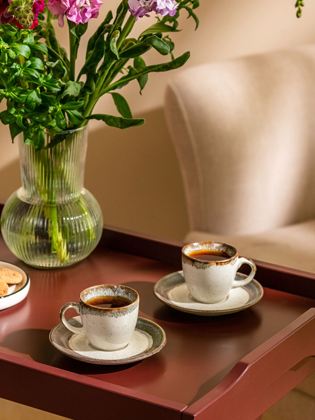 2 Person Patterned Porcelain Coffee Cup Set 90 Ml