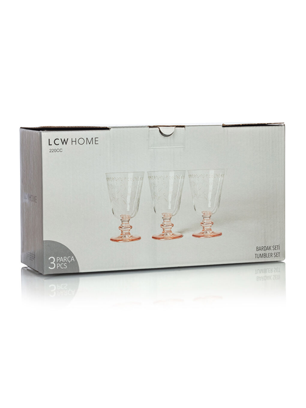 LCW HOME Beyaz Baskılı Ayaklı Bardak 3'lü Set 220 Ml - 3