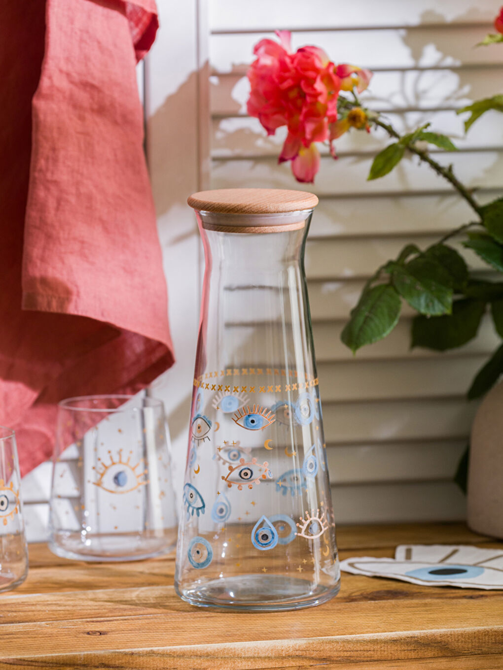 Karışık Göz Baskılı Cam Sürahi 1100 ml-1