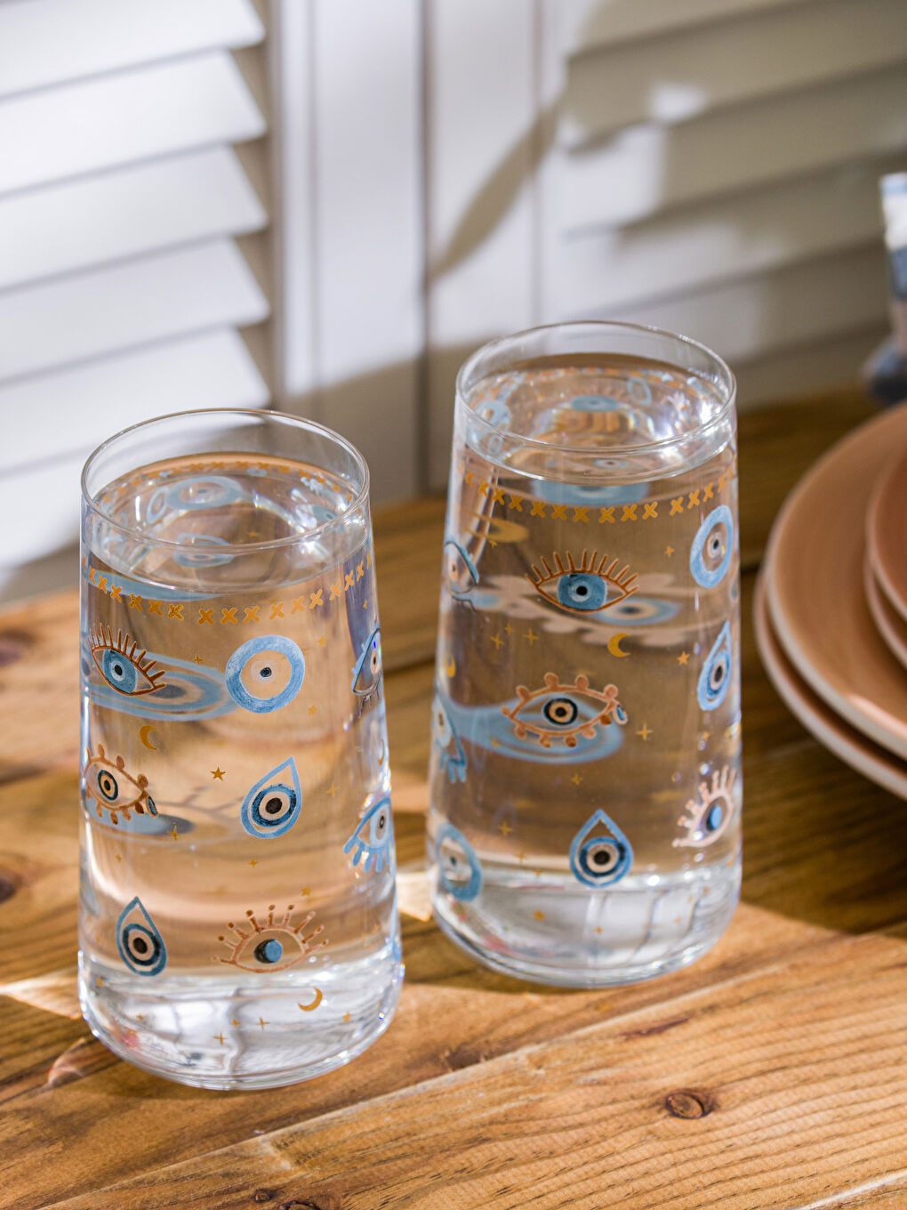 Karışık Göz Baskılı Cam Bardak Seti 2'li 540 ml-2