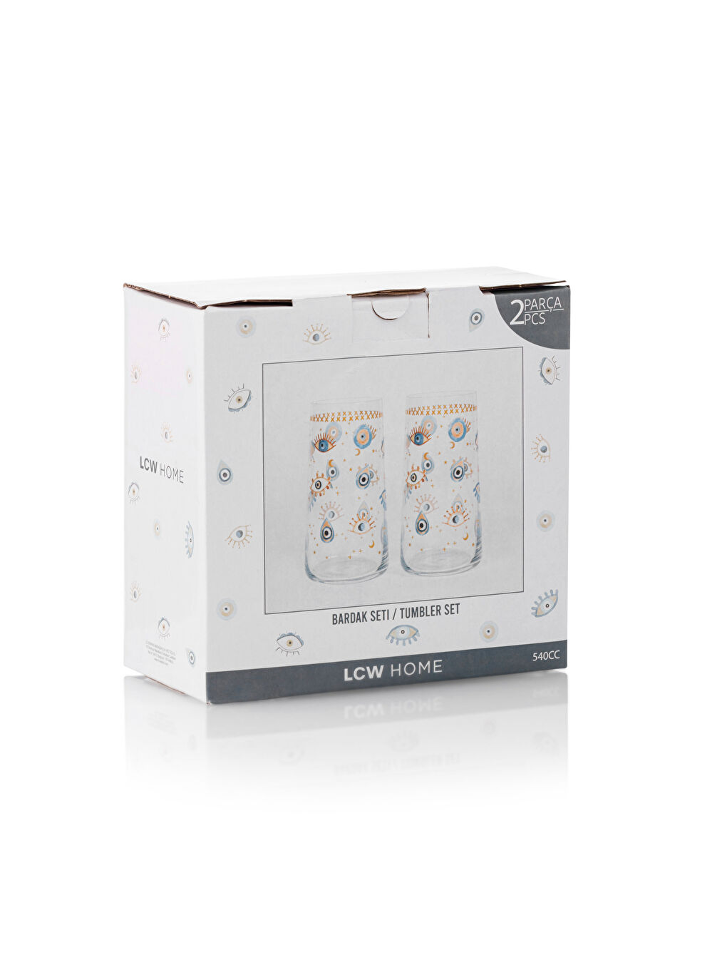 Karışık Göz Baskılı Cam Bardak Seti 2'li 540 ml-3