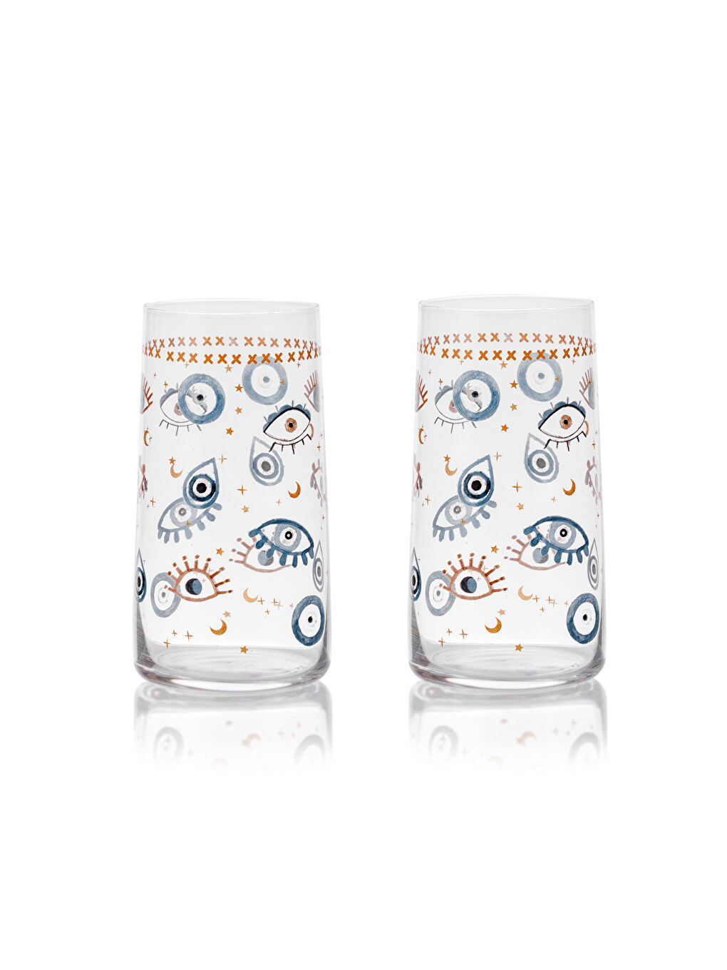 Karışık Göz Baskılı Cam Bardak Seti 2'li 540 ml-4