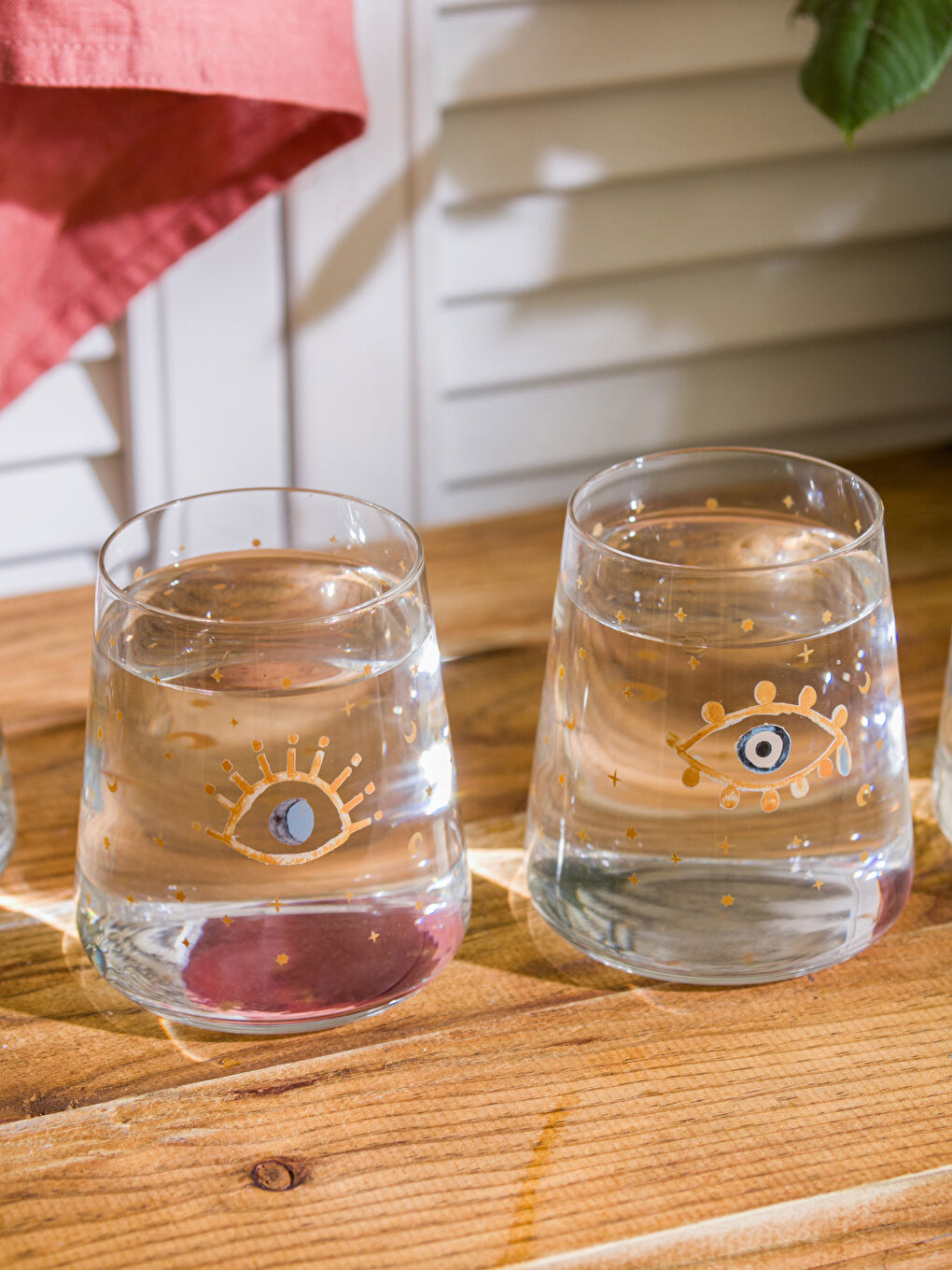 LCW HOME Printed Set of 3 Glass Cups with Eye Design 380 Ml -S3JH55Z8-F9C