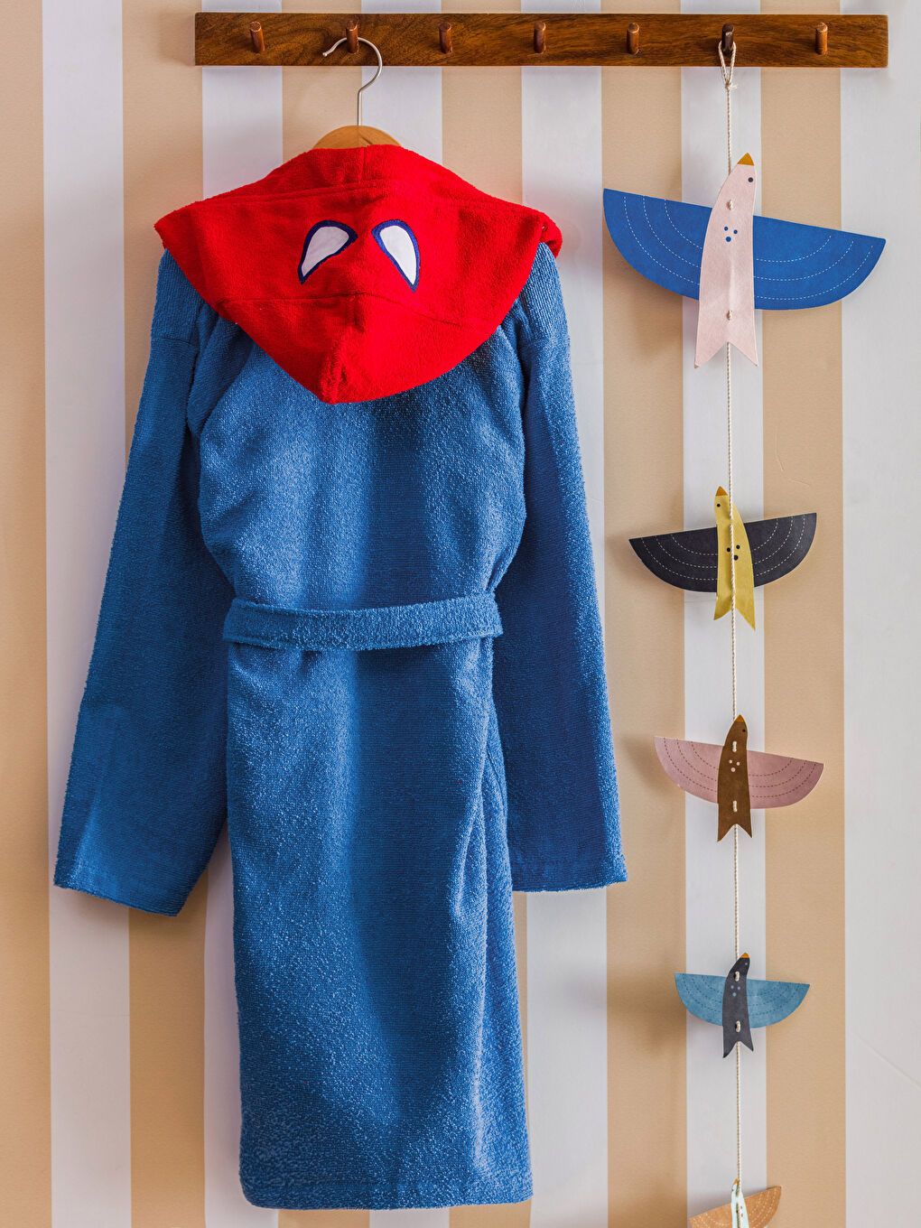 Mavi Spider-Man Lisanslı Kapüşonlu Erkek Çocuk Bornoz-1