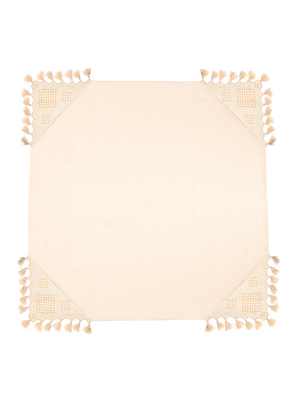 مفرش ترابيزة سادة بتفاصيل شراشيب 90x90 سم-3