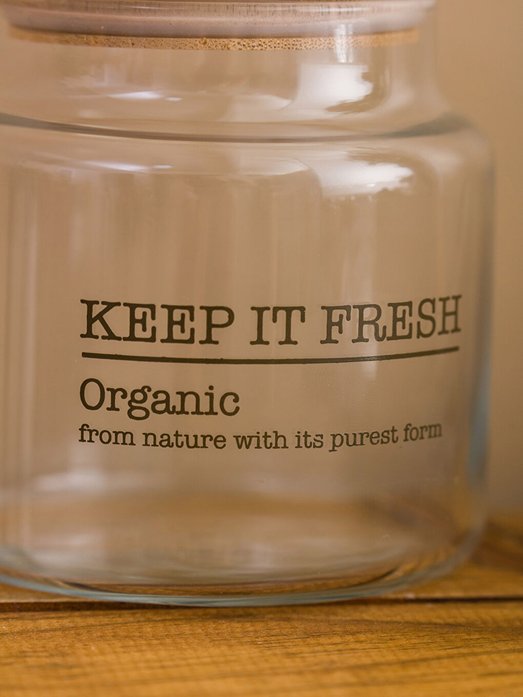 Siyah Ahşap Kapaklı Baskılı Cam Saklama Kabı 635 ml-2