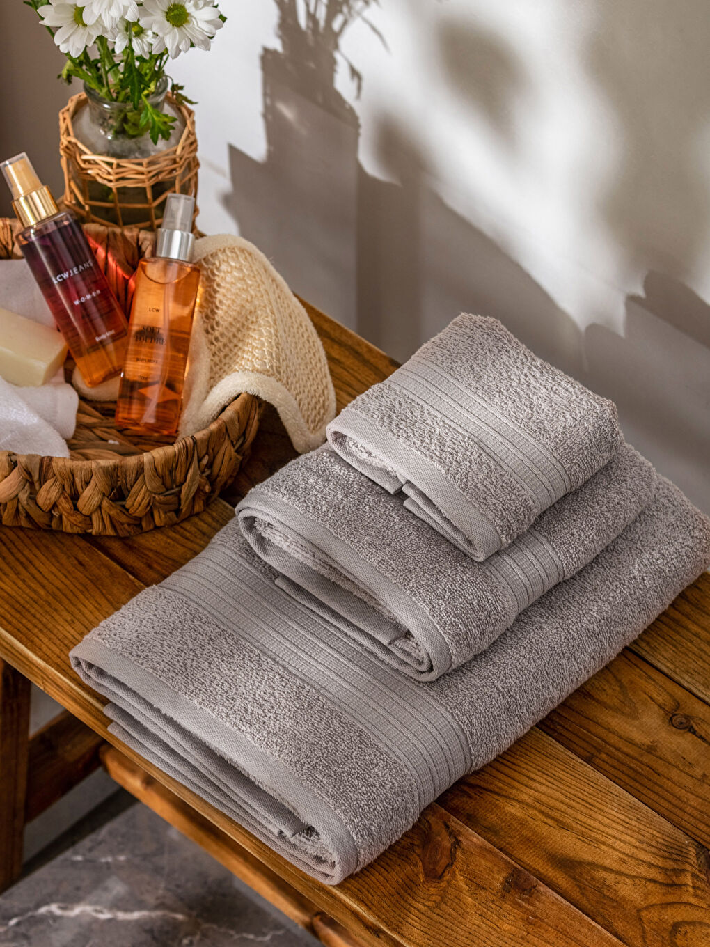 Plain Cotton Bath Towel Set of 3 -S3K708Z8-DGA