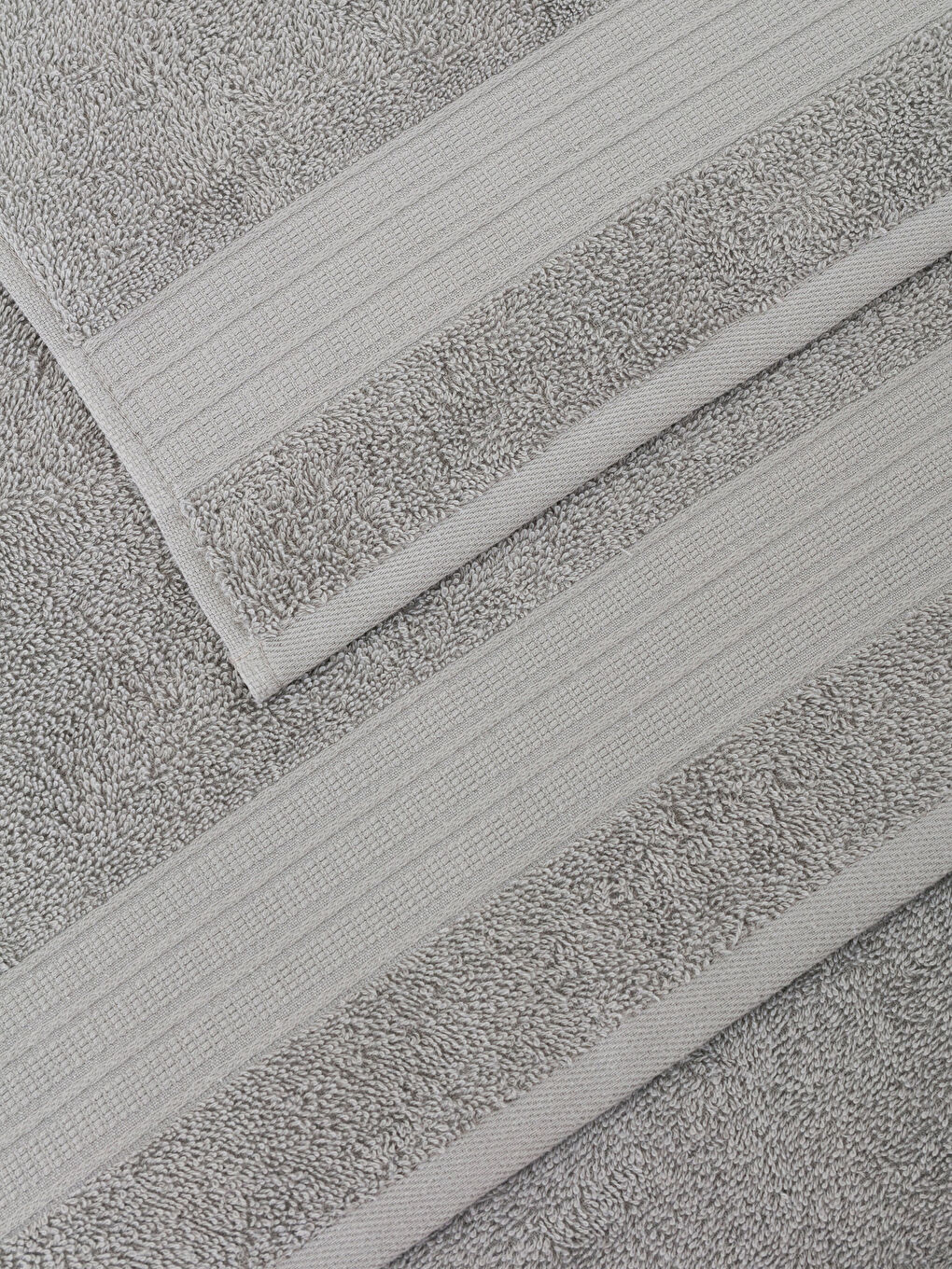 Gri Düz Pamuklu Banyo Havlu Seti 2'li-2