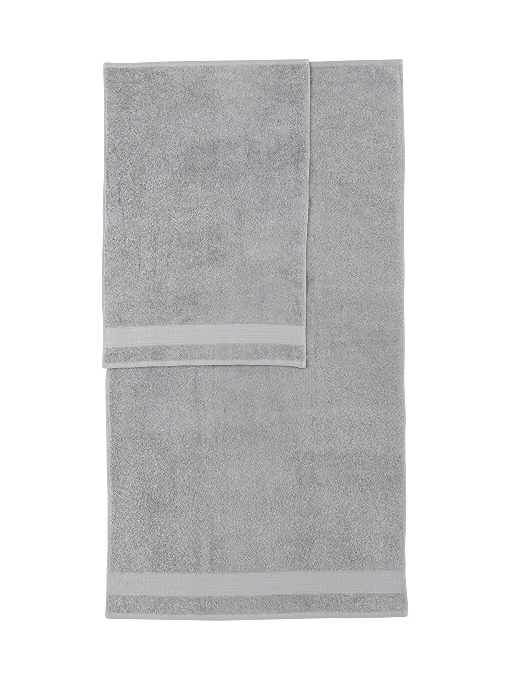 Gri Düz Pamuklu Banyo Havlu Seti 2'li-4