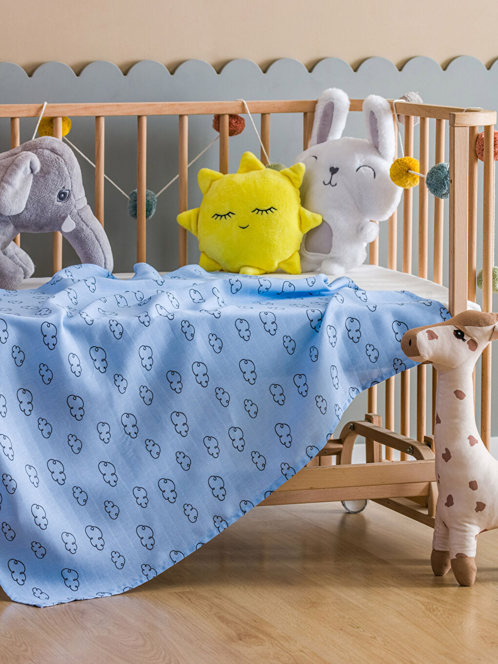 Karışık Baskılı Pamuklu Erkek Bebek Müslin Örtü-2