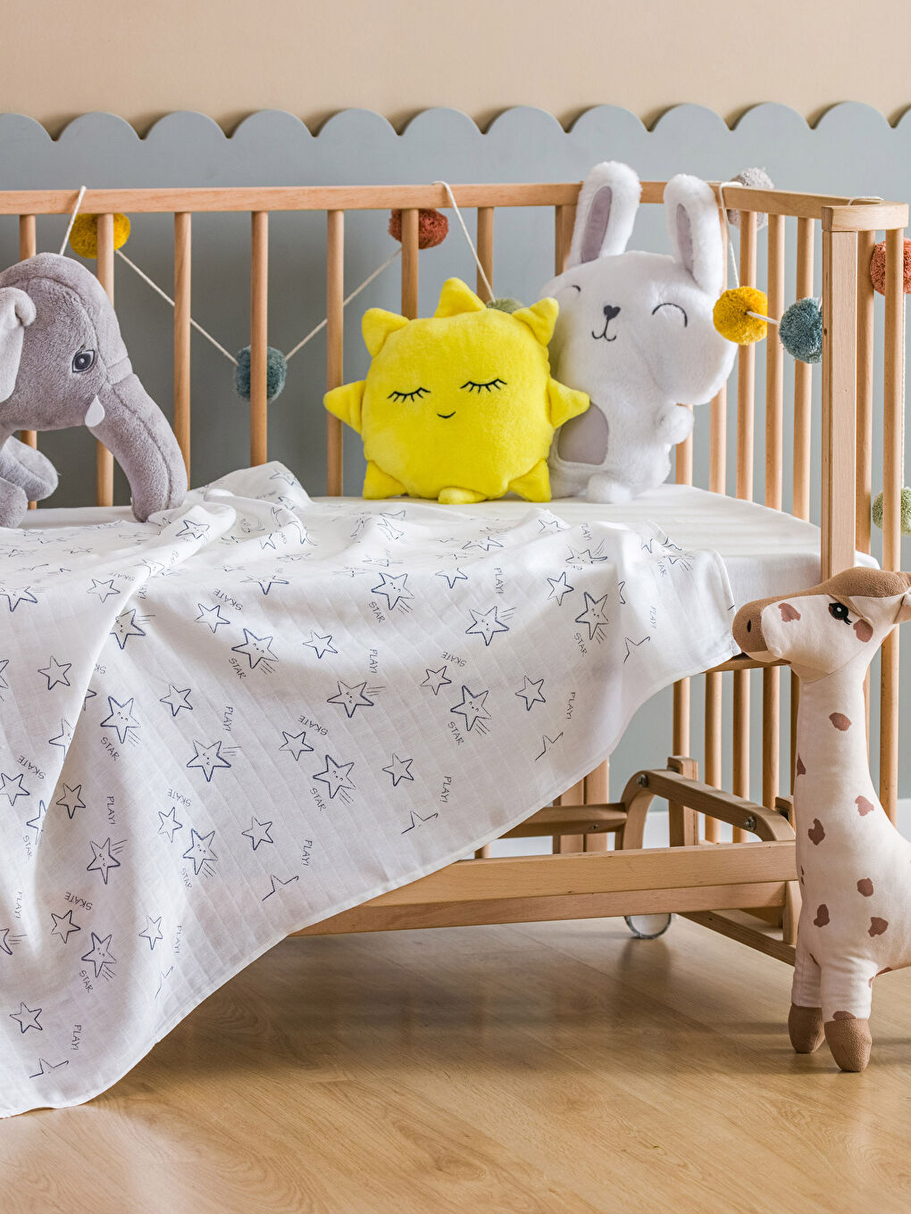 Karışık Baskılı Pamuklu Erkek Bebek Müslin Örtü-3