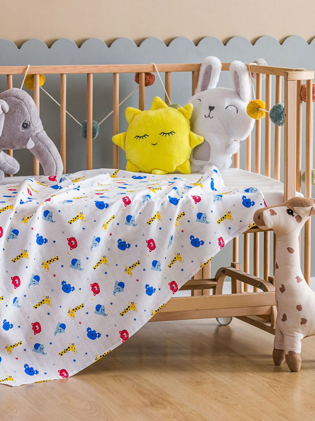 Karışık Baskılı Pamuklu Erkek Bebek Müslin Örtü-4