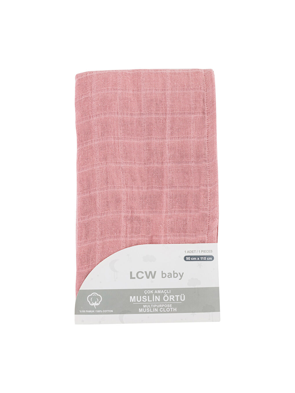 Pembe Kendinden Desenli Kız Bebek Müslin Örtü-3
