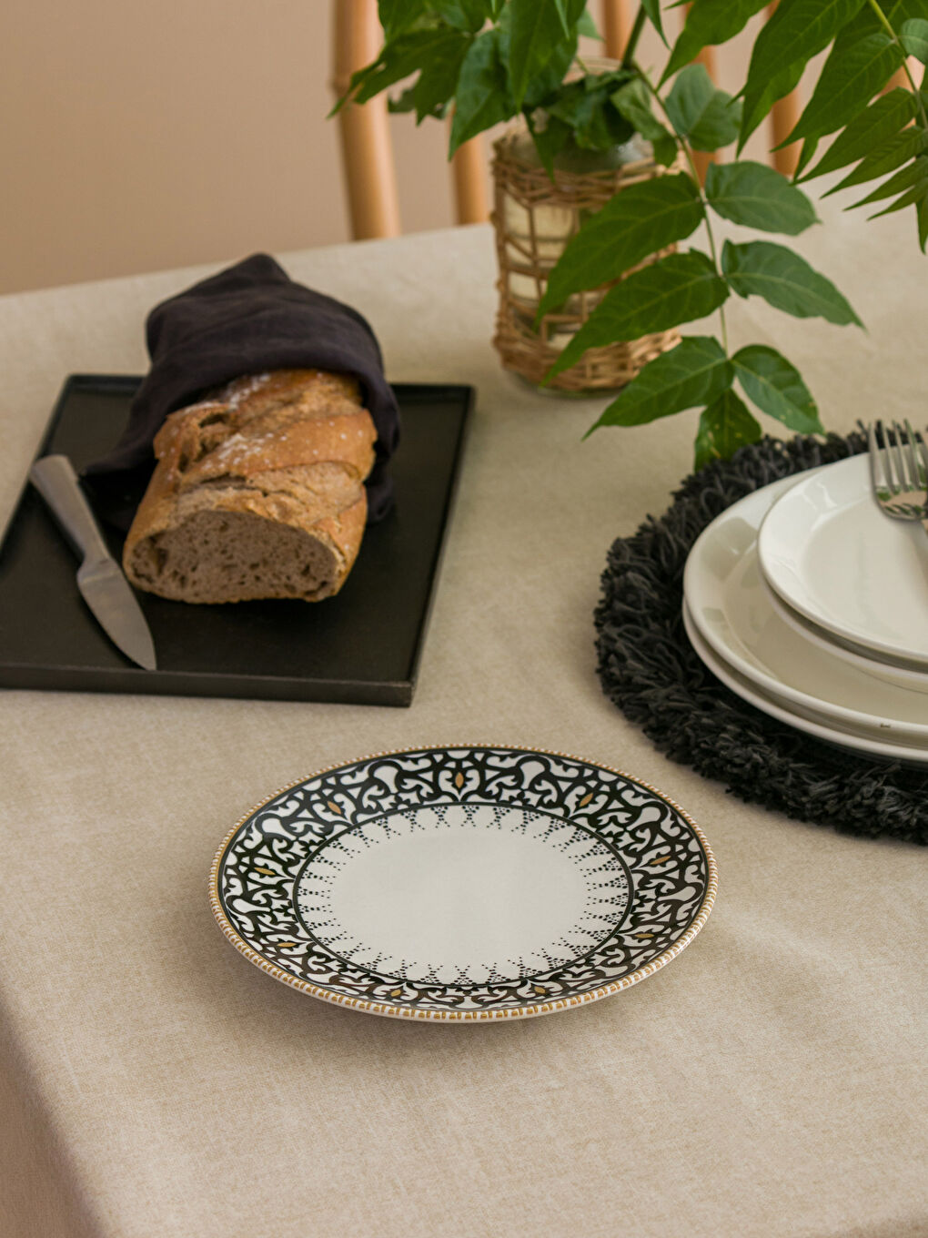Karışık Baskılı Seramik Sunum Tabağı 20 cm